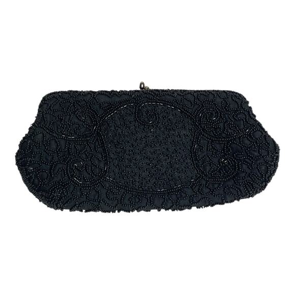 Walborg Handbags - Walborg Vintage Black Beaded Clutch Wallet Purse Made In Japan